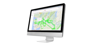 AirLink router fleet management dashboard displaying connected device routes on a geographic map.