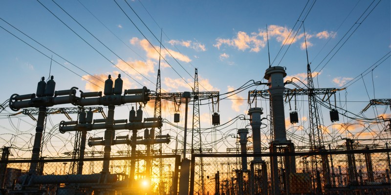 Utility substation at sunset, a fixed asset connected via private cellular network architecture